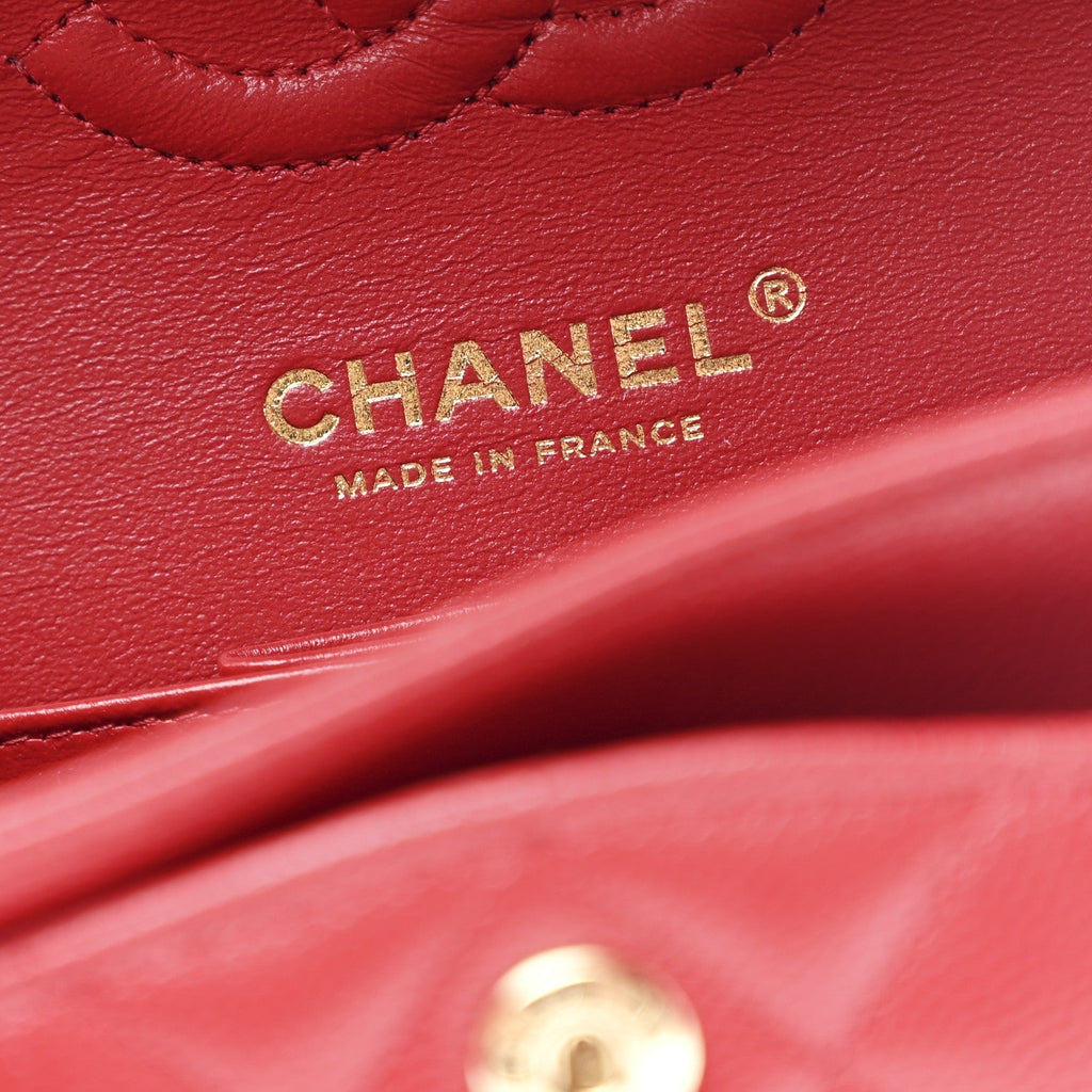 Caviar Quilted Small Double Flap Red