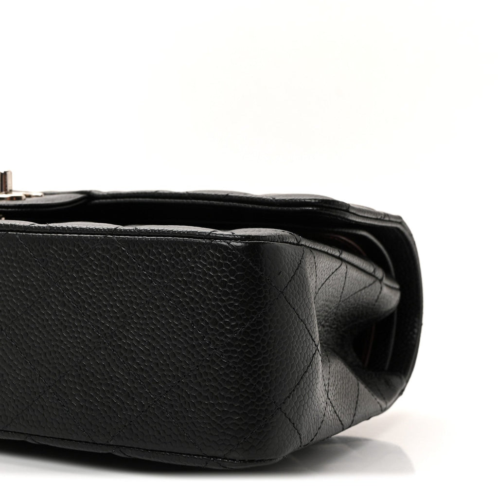 Caviar Quilted Medium Double Flap Black