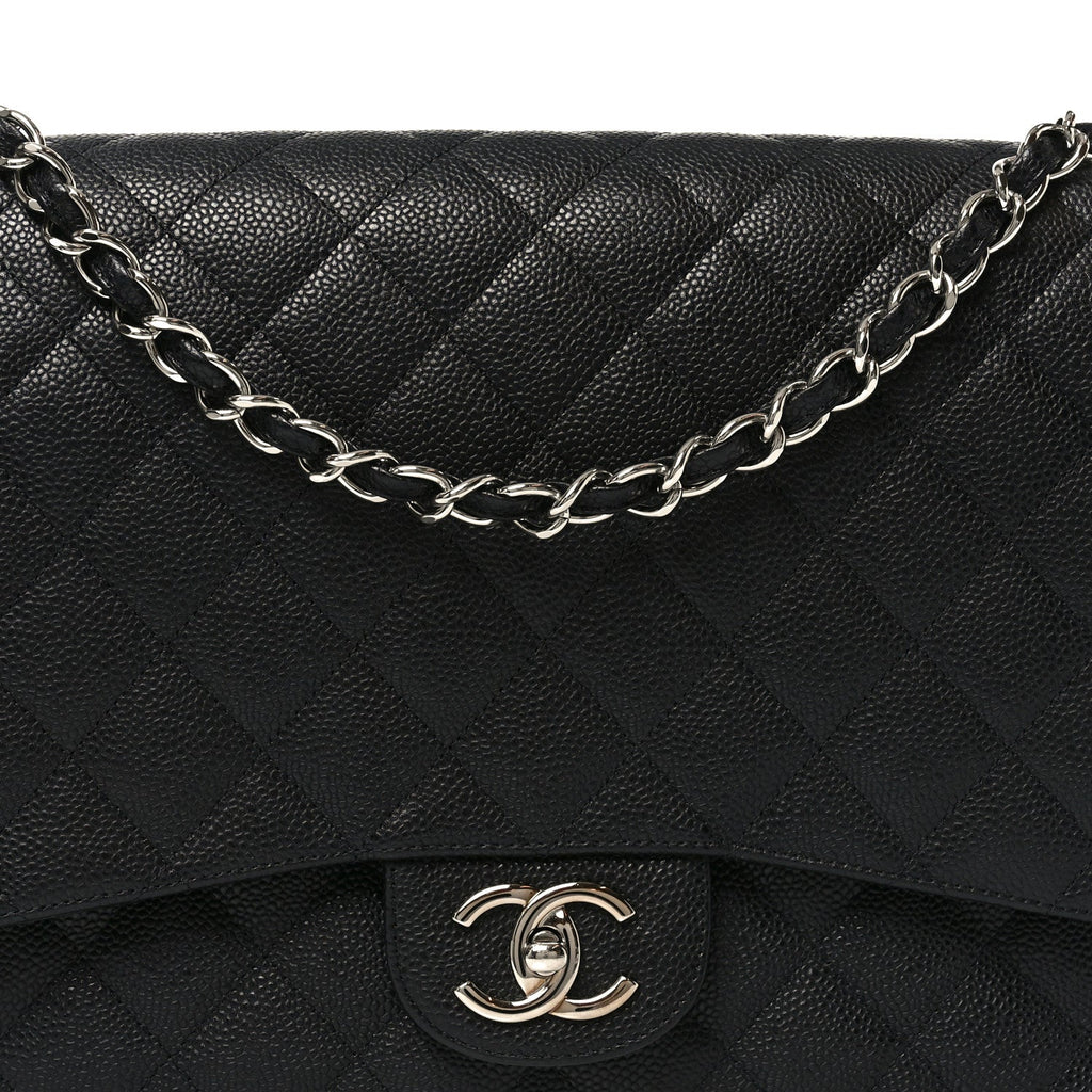 Caviar Quilted Maxi Double Flap Black