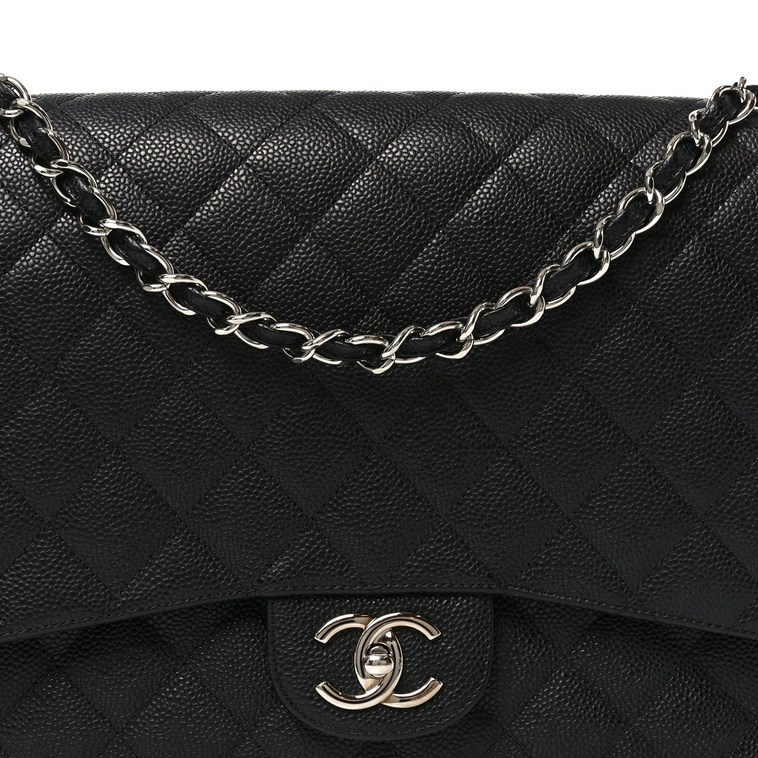 Caviar Quilted Maxi Double Flap Black