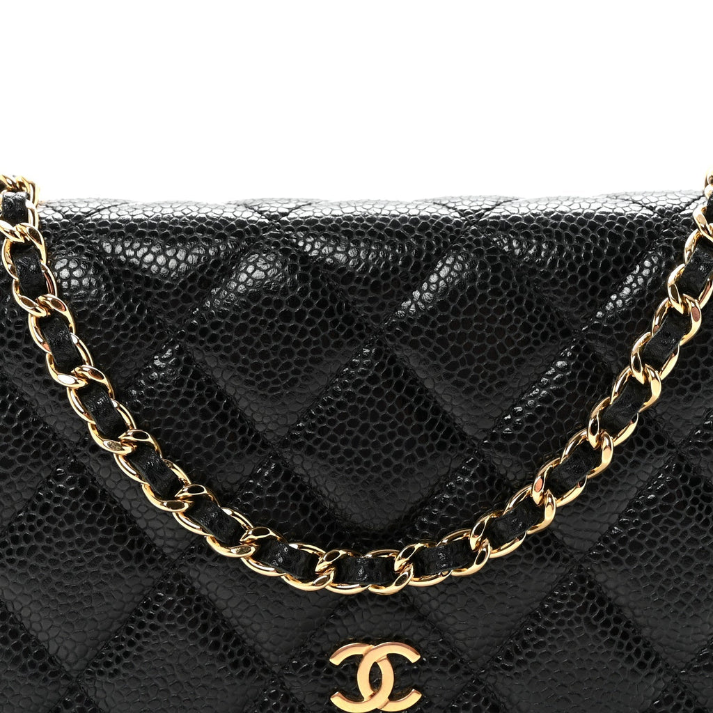 Caviar Quilted Wallet On Chain WOC Black
