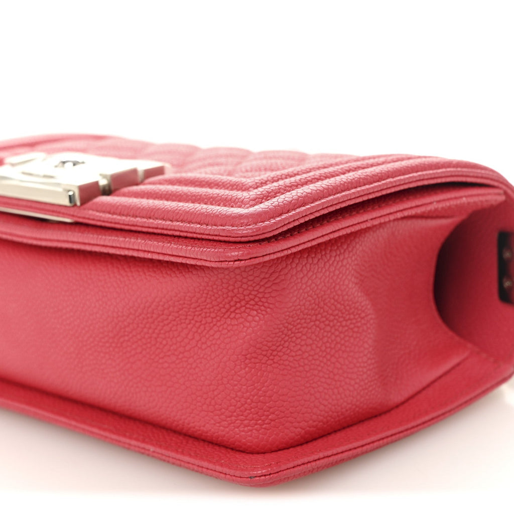 Caviar Quilted Small Boy Flap Red