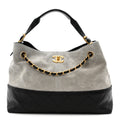 Suede Calfskin Shiny Lambskin Quilted Small Coco Base Shopping Bag Grey Black