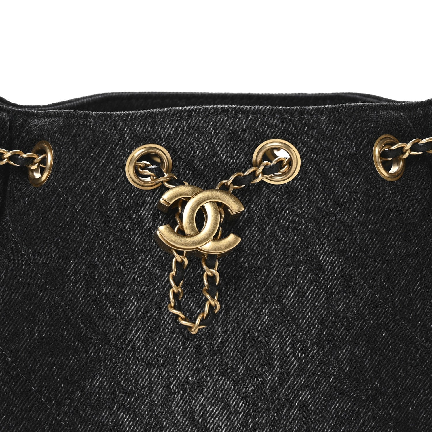 Washed Denim Quilted Mini Chanel 25 Handbag Black