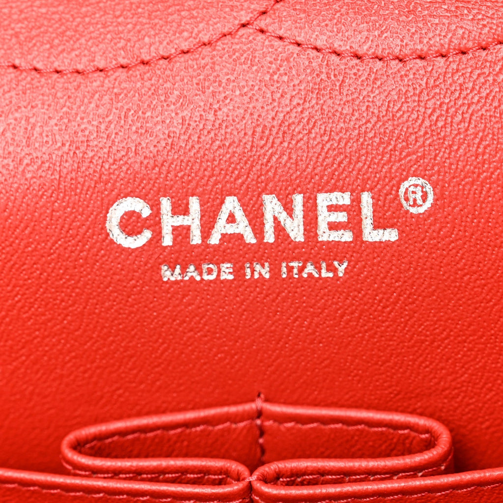 Lambskin Quilted Jumbo Double Flap Red