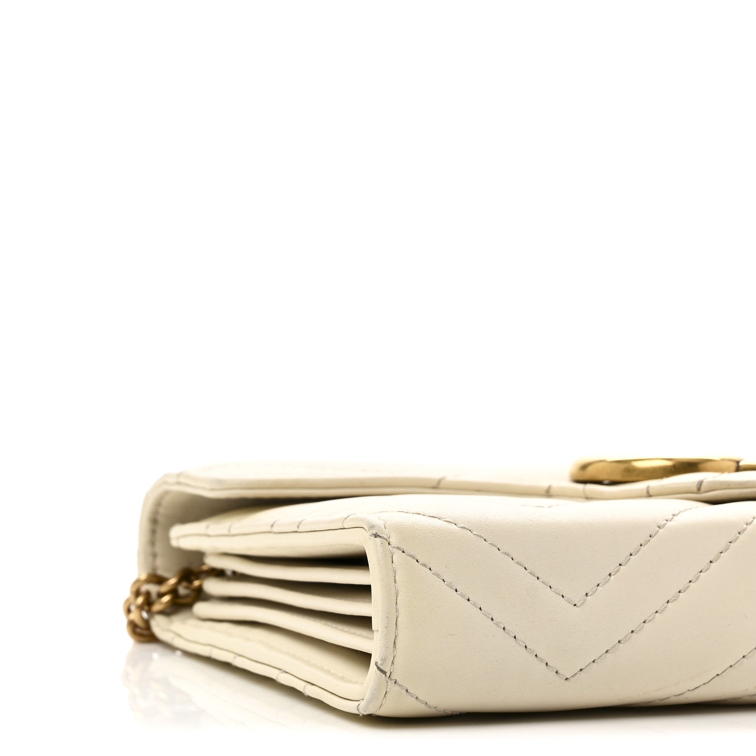 Calfskin Matelasse GG Marmont Chain Wallet Mystic White