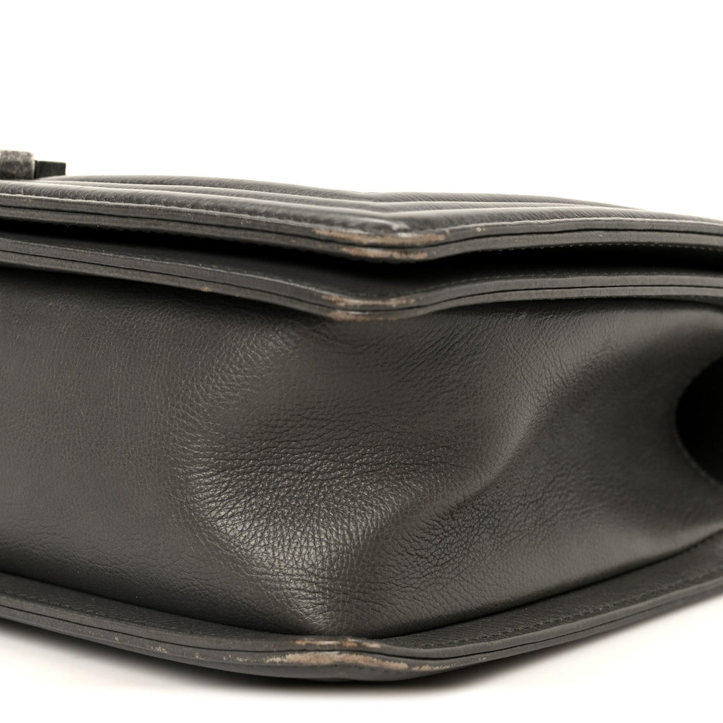 Calfskin Double Stitch New Medium Boy Flap Grey