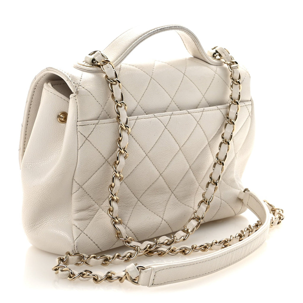 Caviar Quilted Medium Business Affinity Flap White
