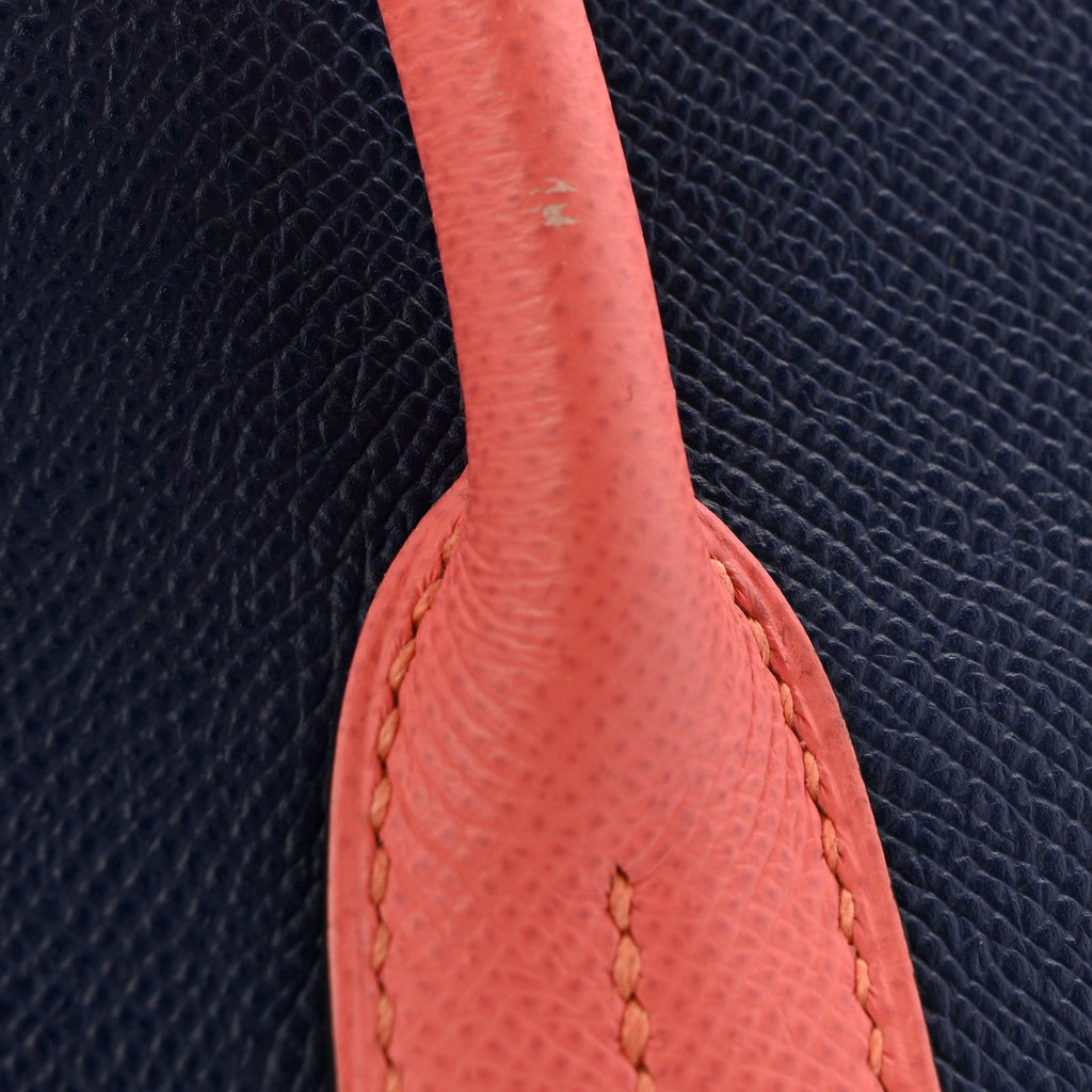 Epsom Horseshoe Birkin 35 Bleu Saphir Flamingo