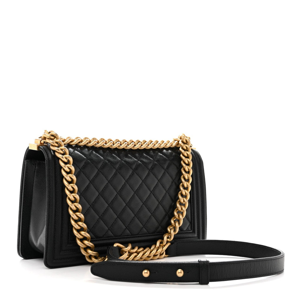 Caviar Quilted Medium Boy Flap Black