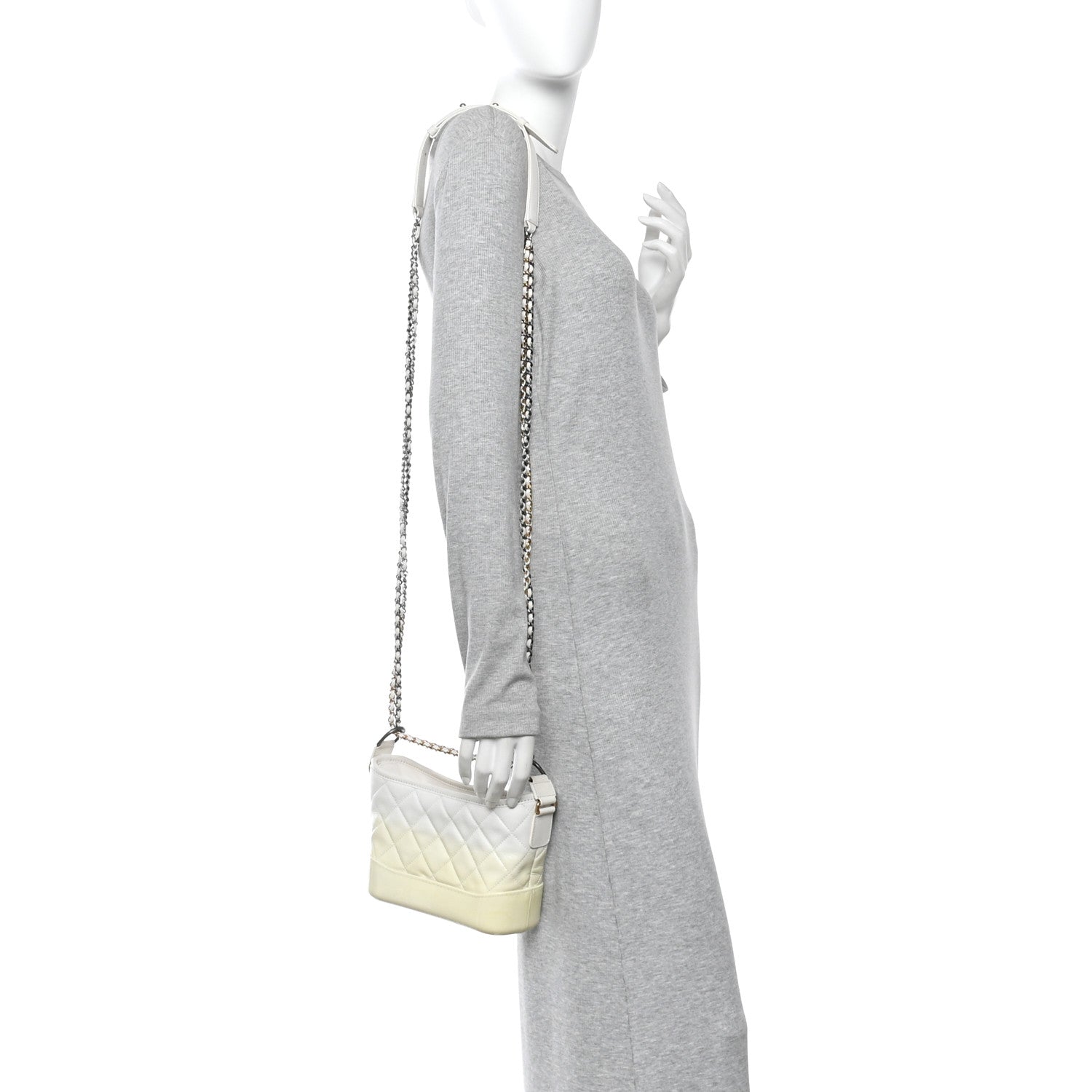 Patent Goatskin Quilted Small Gabrielle Hobo White