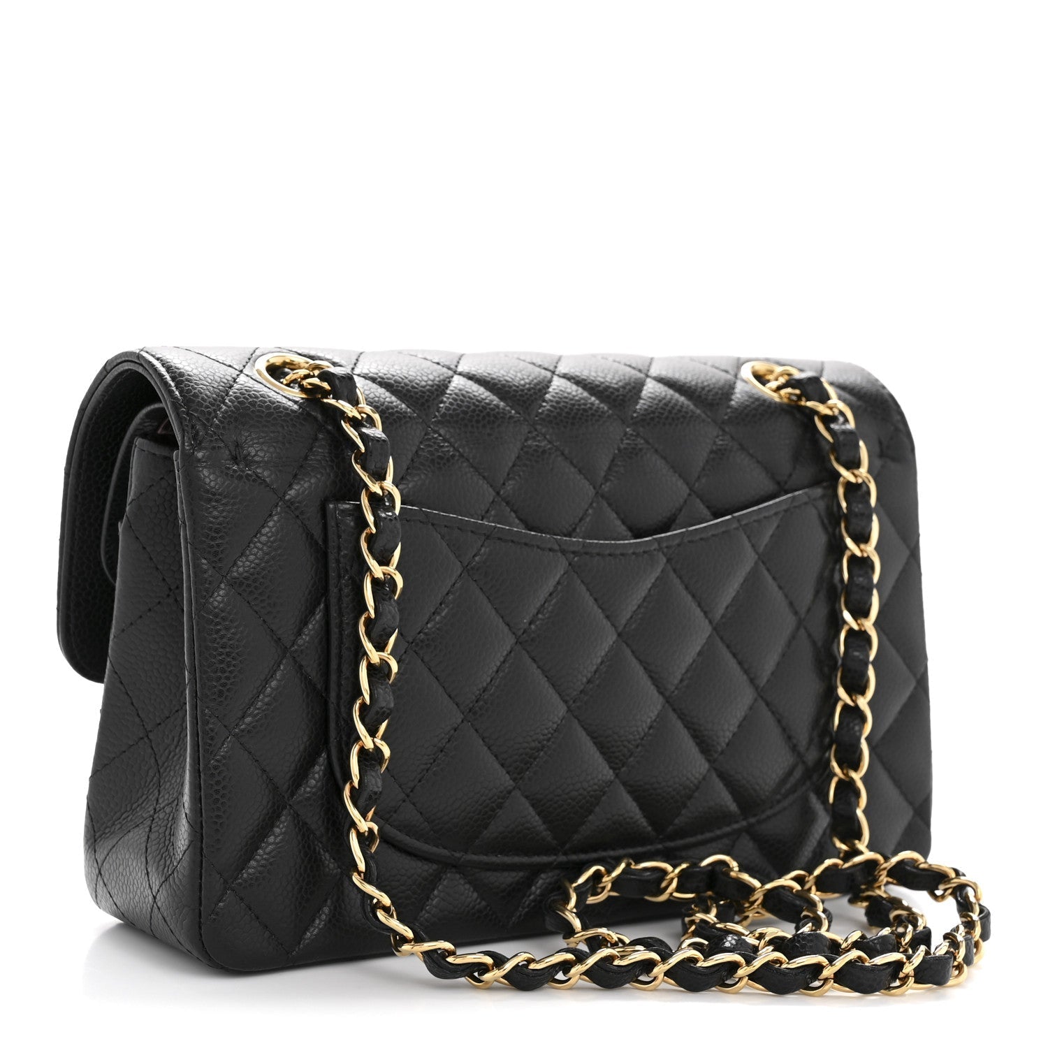 Caviar Quilted Small Double Flap Black