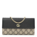 Dollar Calfskin GG Supreme Monogram Petite GG Marmont Wallet Chain Bag Black Beige Ebony