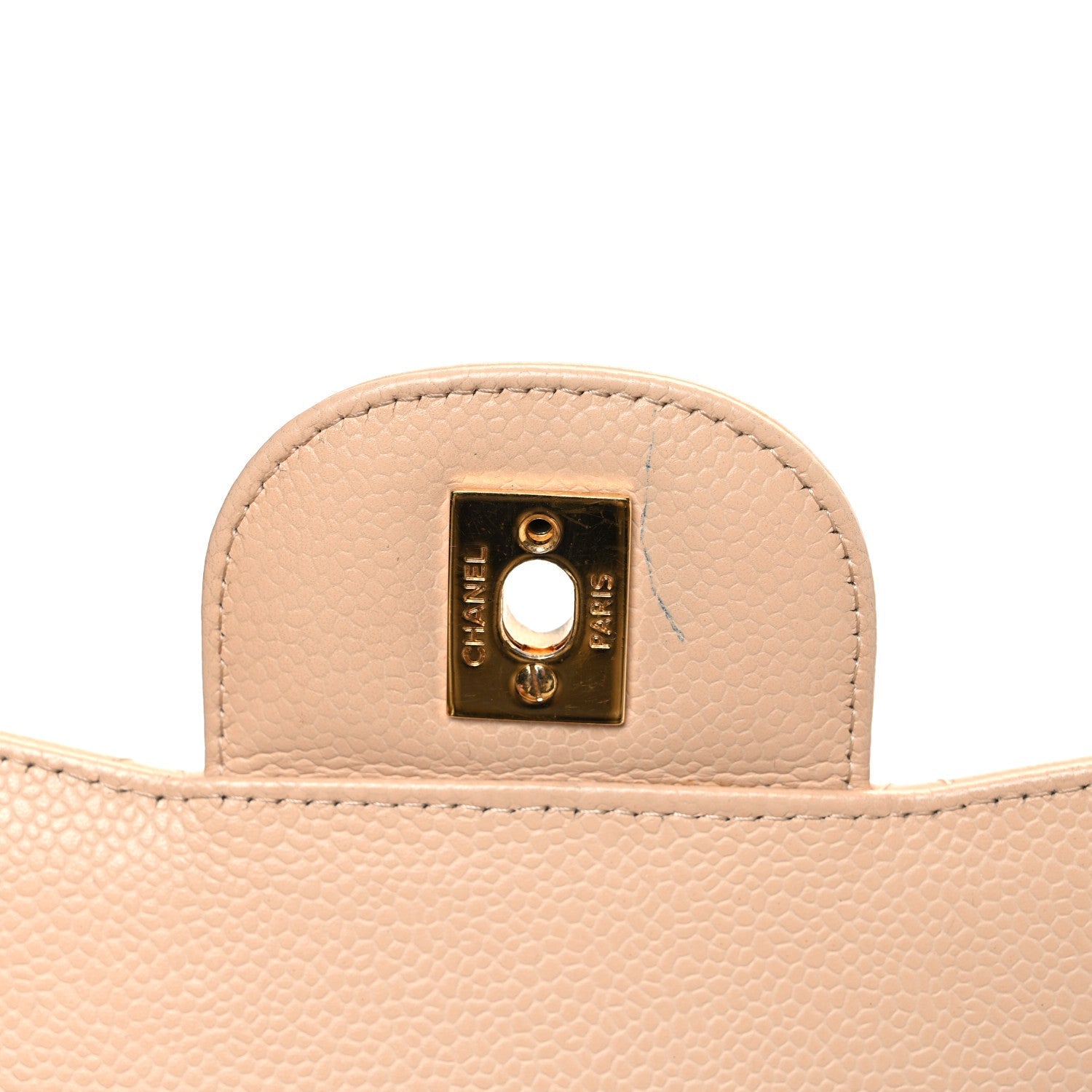 Caviar Quilted Jumbo Double Flap Beige Clair