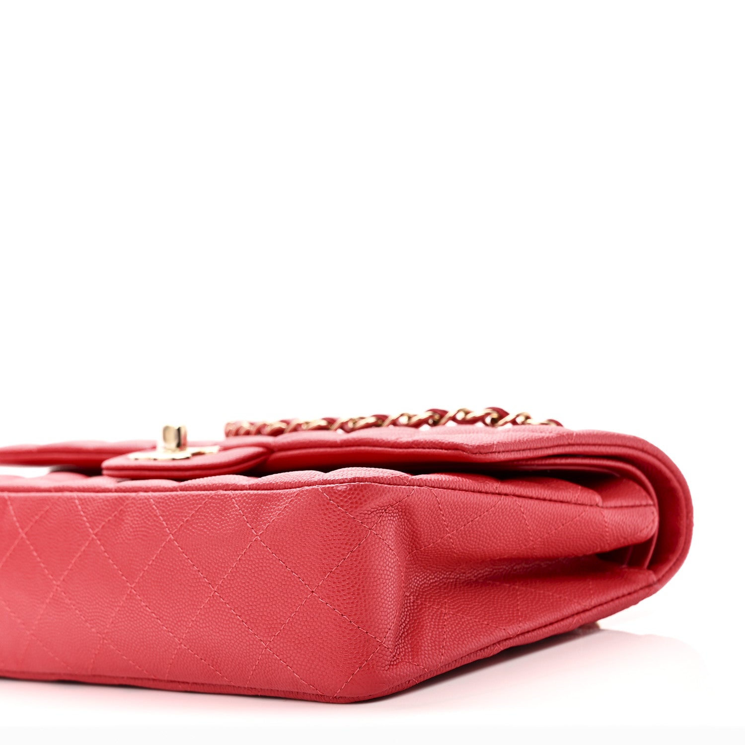 Caviar Quilted Medium Double Flap Red
