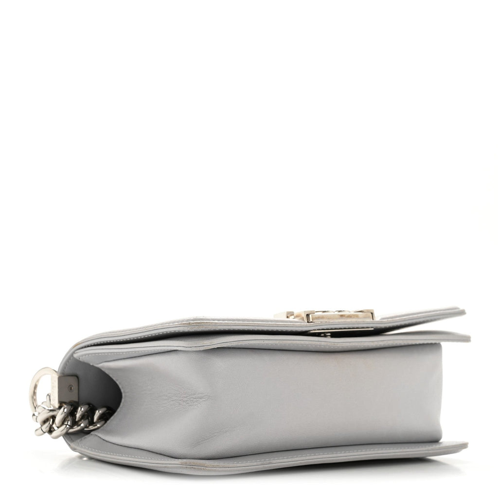Lambskin Quilted Small Boy Flap Grey