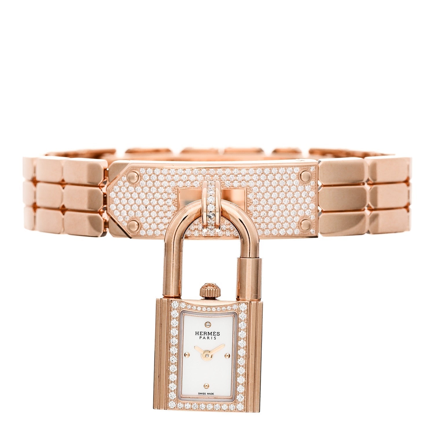 18K Rose Diamond Pave 16mm Kelly Quartz Watch