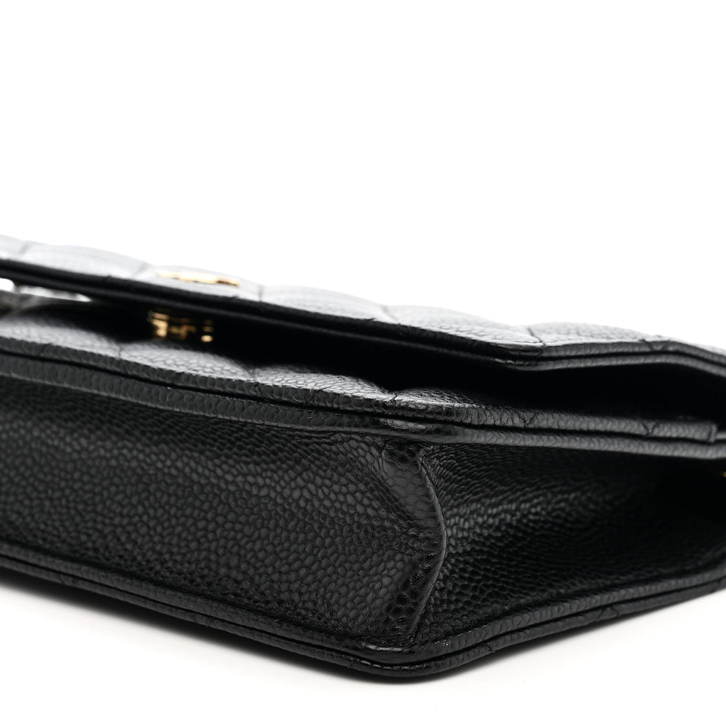 Caviar Quilted Wallet on Chain WOC Black