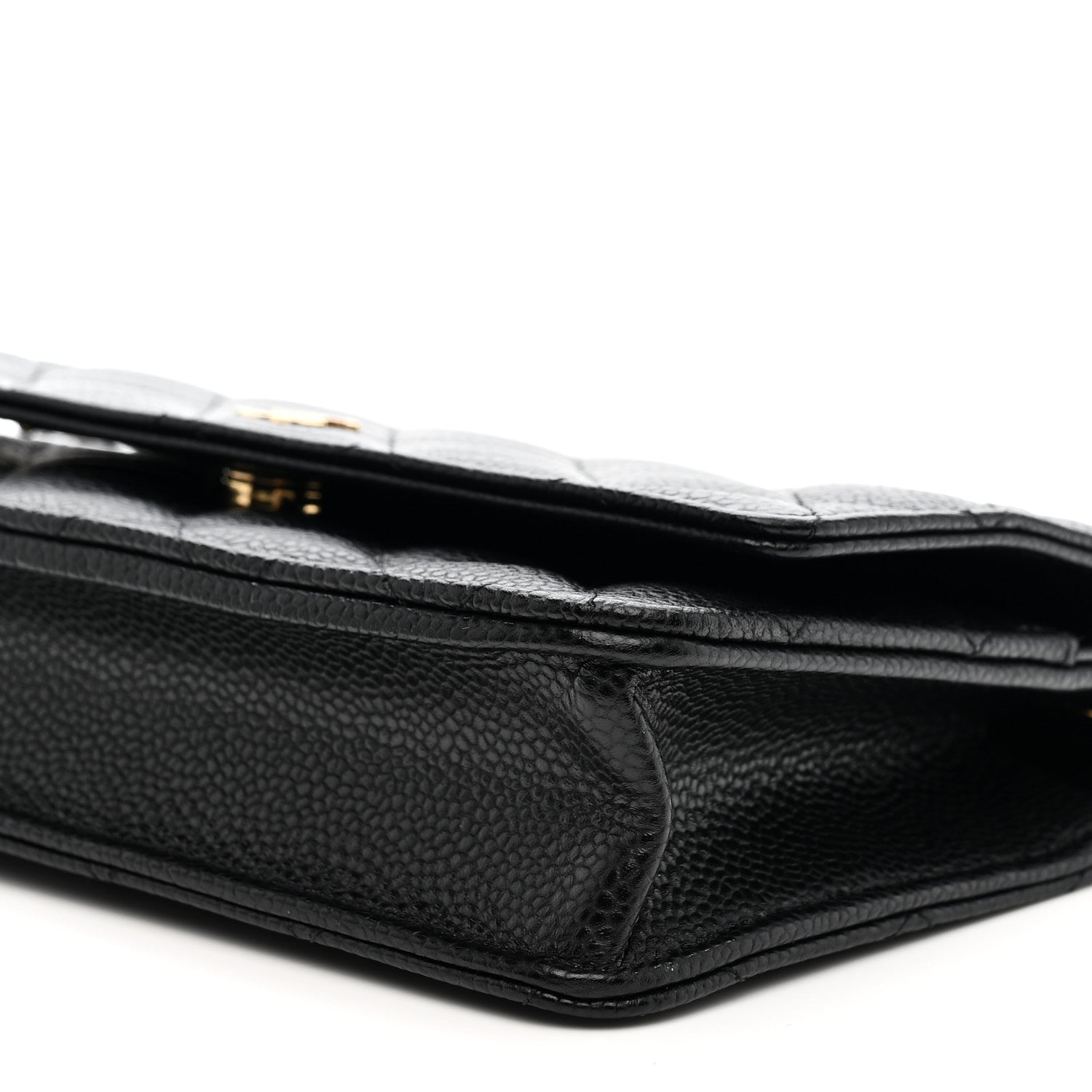 Caviar Quilted Wallet on Chain WOC Black