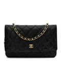 Caviar Quilted Wallet on Chain WOC Black