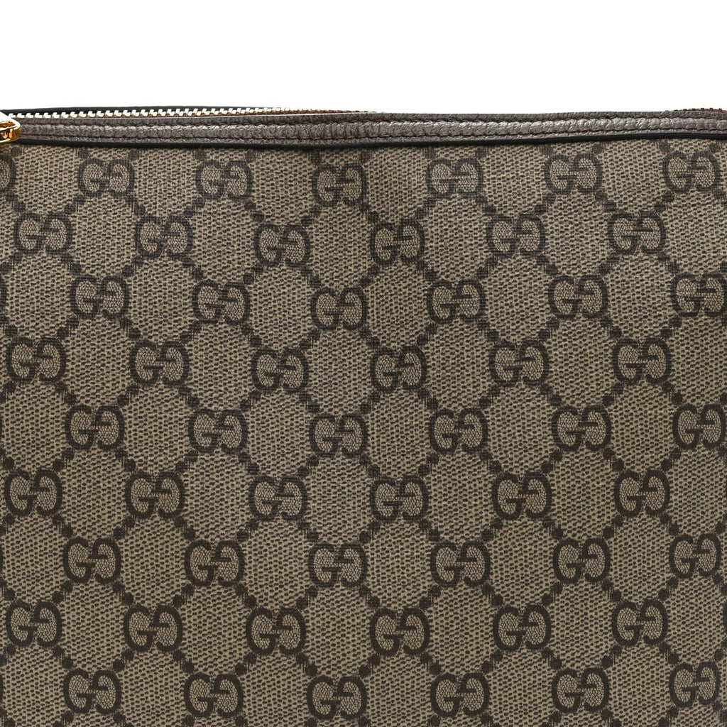 GG Supreme Monogram Textured Calfskin Web Super Mini Ophidia Shoulder Bag Beige Ebony New Acero