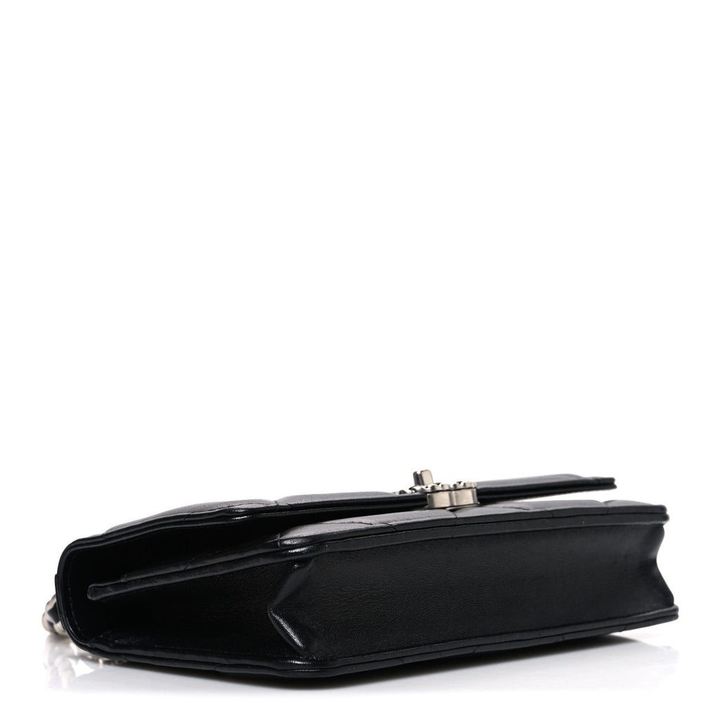 Lambskin Quilted Chanel 19 Wallet On Chain WOC Black