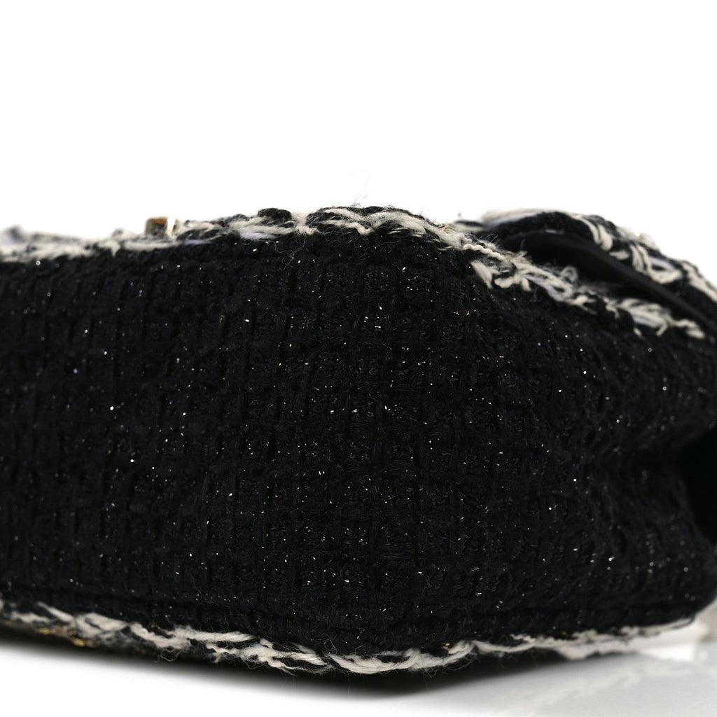 Tweed Braided Mini Rectangular Flap Black
