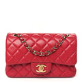 Lambskin Quilted Mini Rectangular Flap Dark Pink