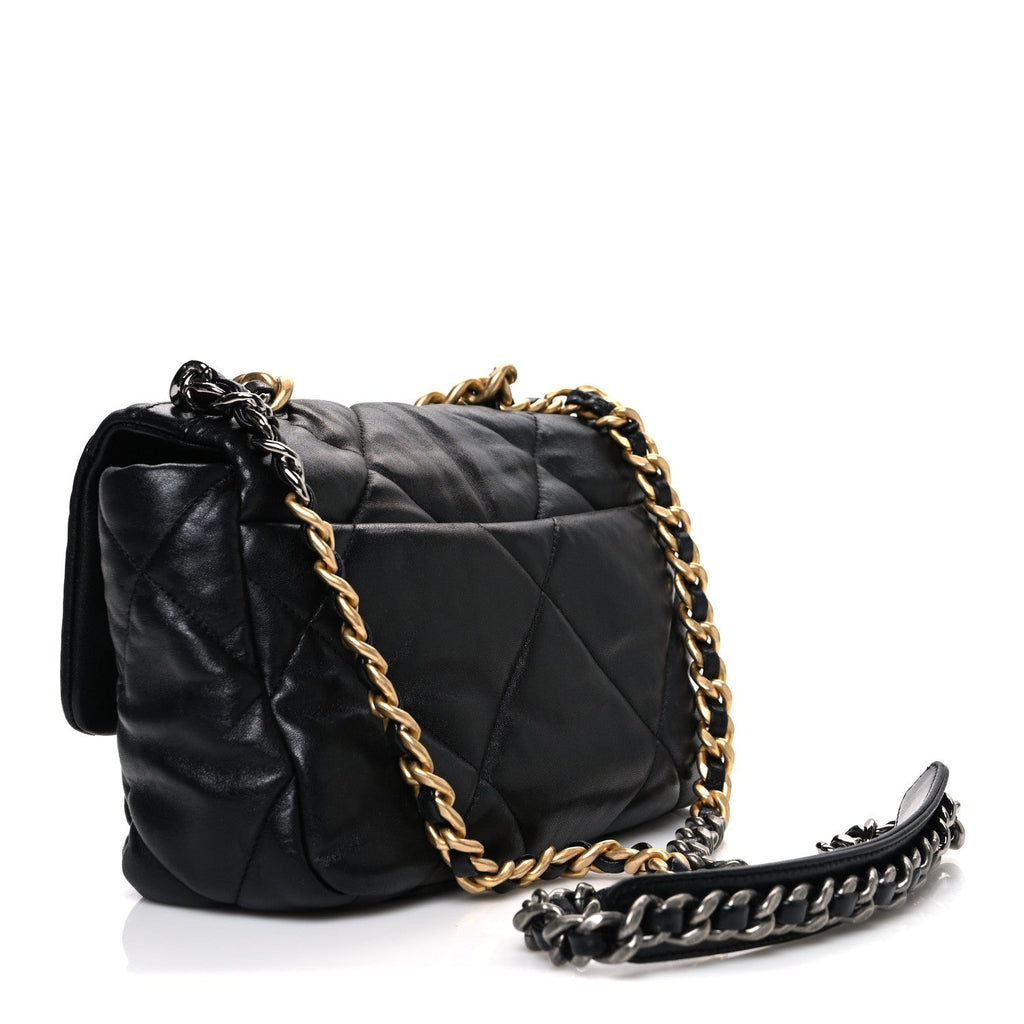 Lambskin Quilted Medium Chanel 19 Flap Black