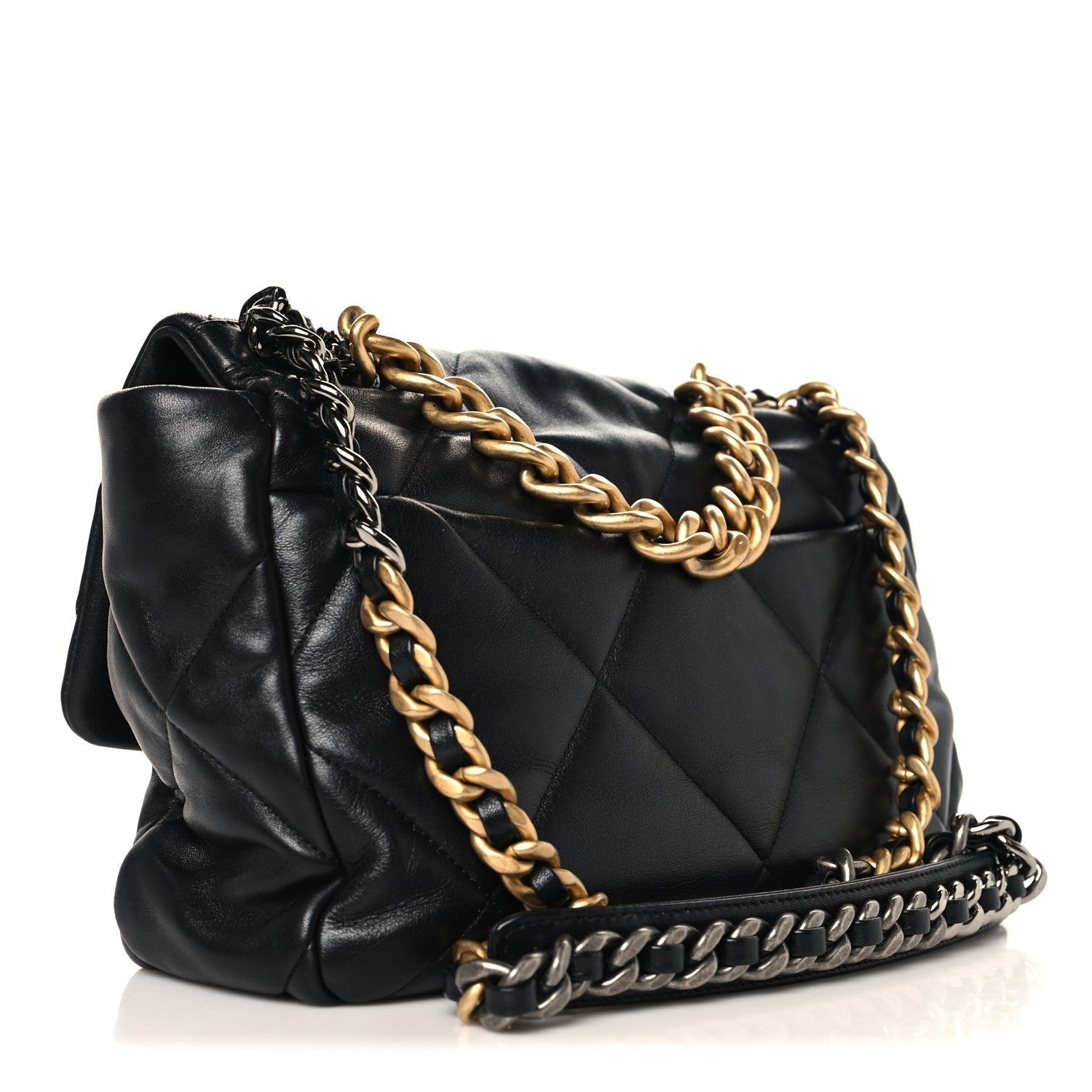 Lambskin Quilted Large Chanel 19 Flap Black