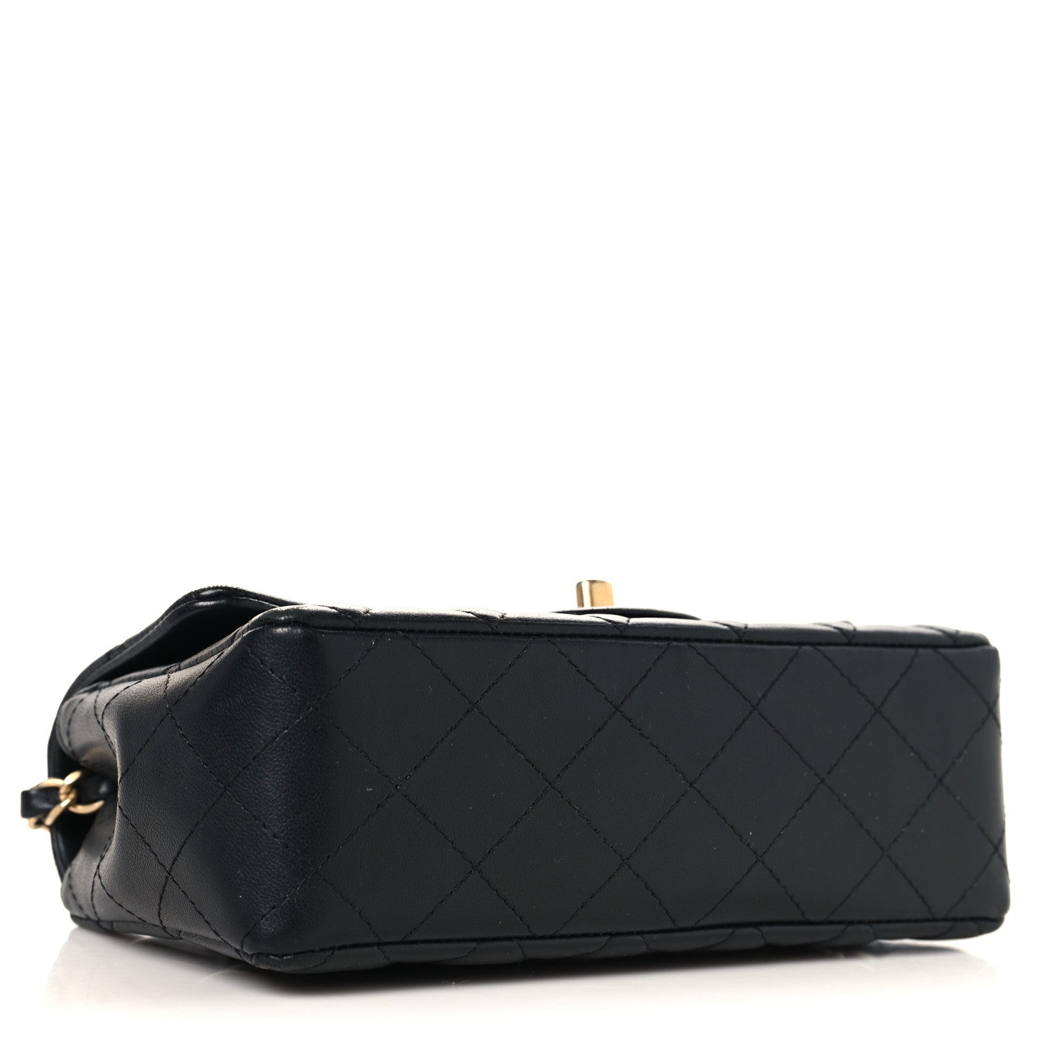 Lambskin Quilted Mini Rectangular Flap Black