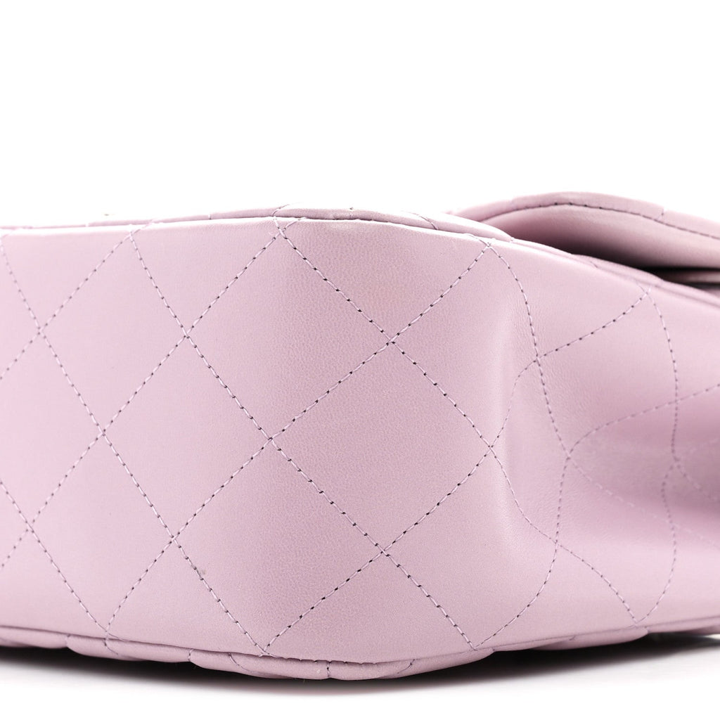 Lambskin Quilted Jumbo Double Flap Light Purple