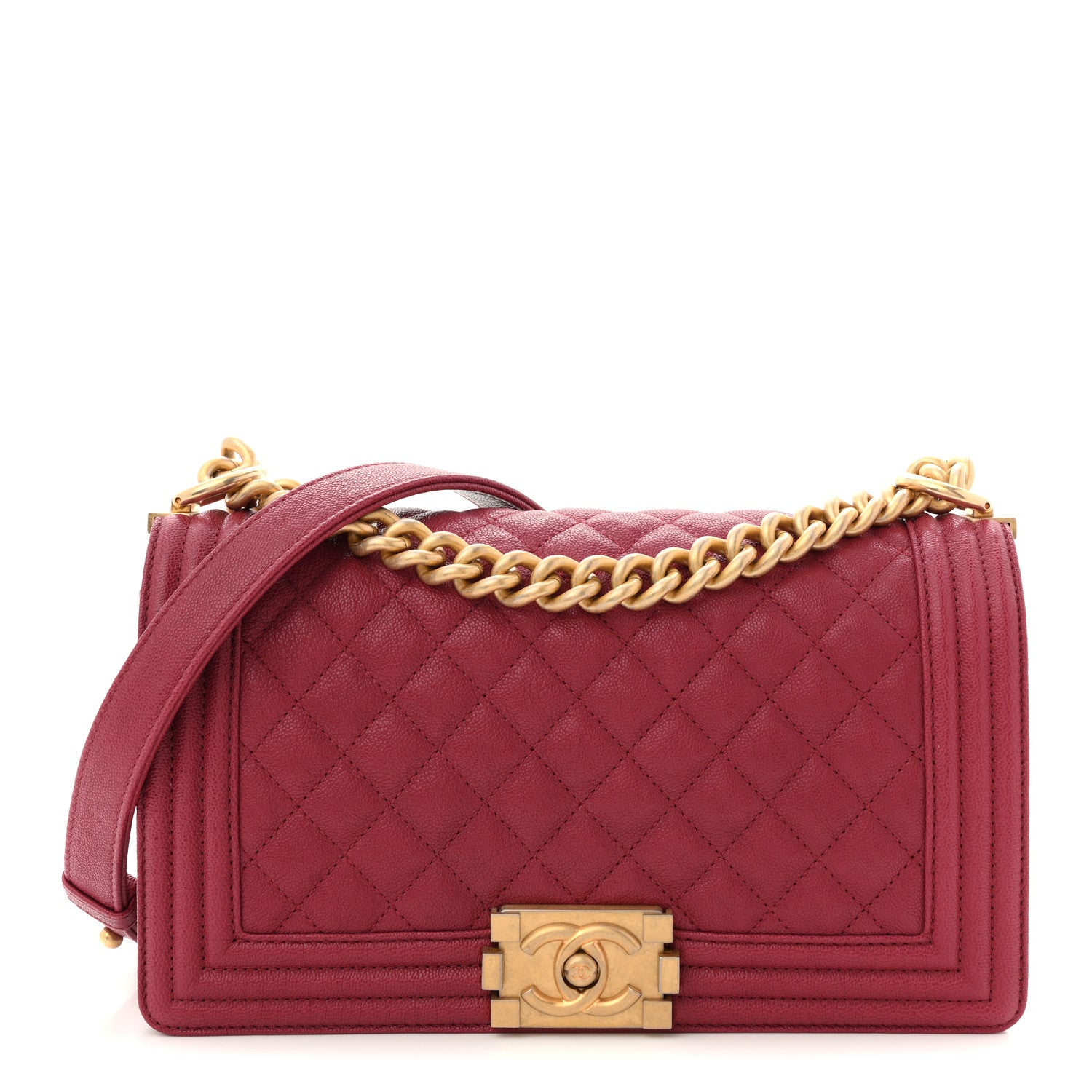 Caviar Quilted Medium Boy Flap Red