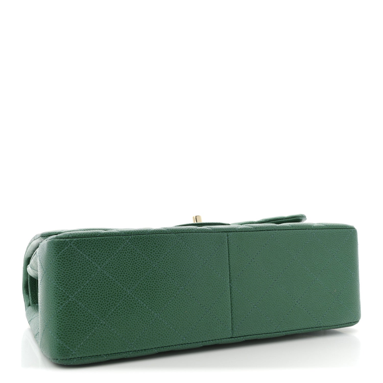 Metallic Caviar Quilted Jumbo Double Flap Green