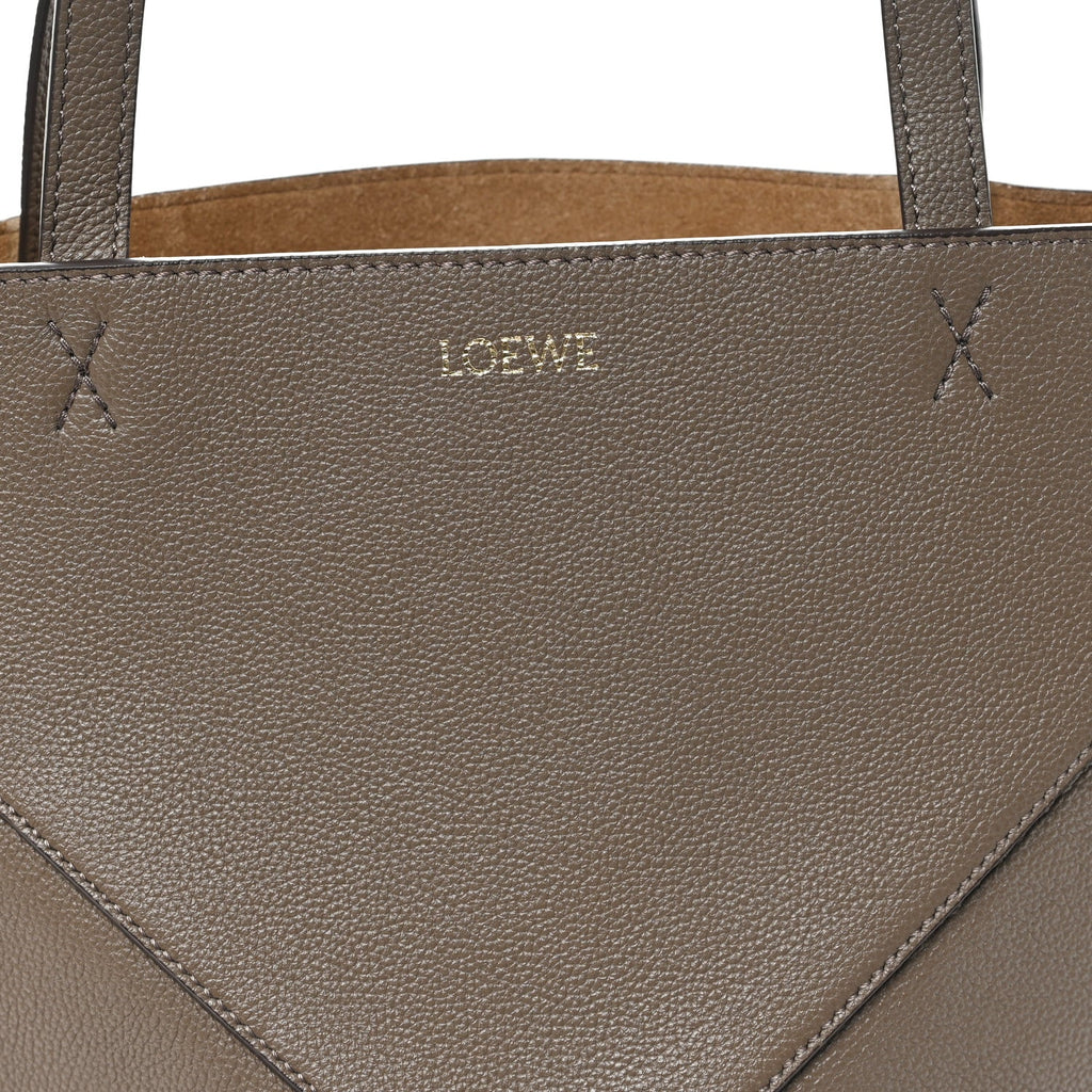 Shiny Calfskin Medium Puzzle Fold Tote Sand
