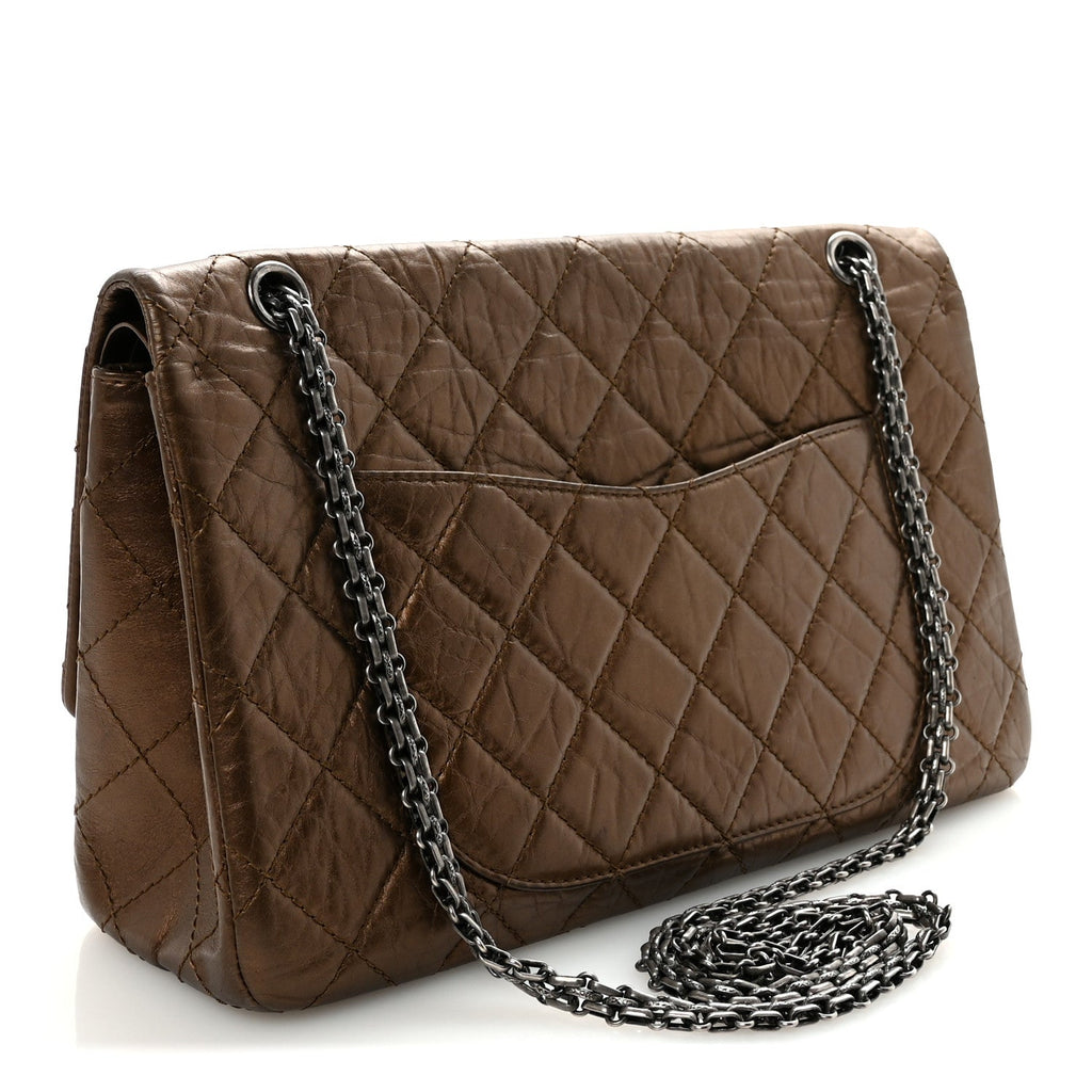 Metallic Aged Calfskin Quilted 2.55 Reissue 227 Flap Bronze