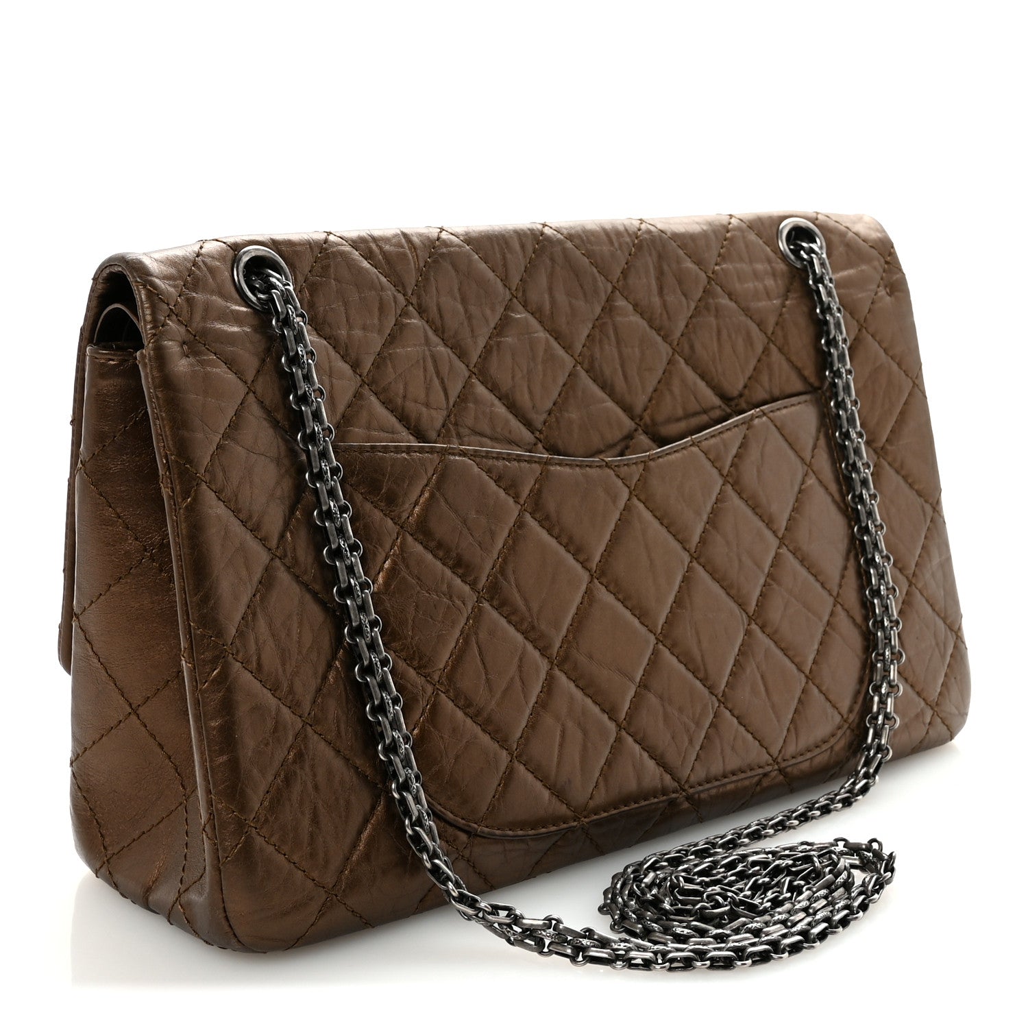 Metallic Aged Calfskin Quilted 2.55 Reissue 227 Flap Bronze