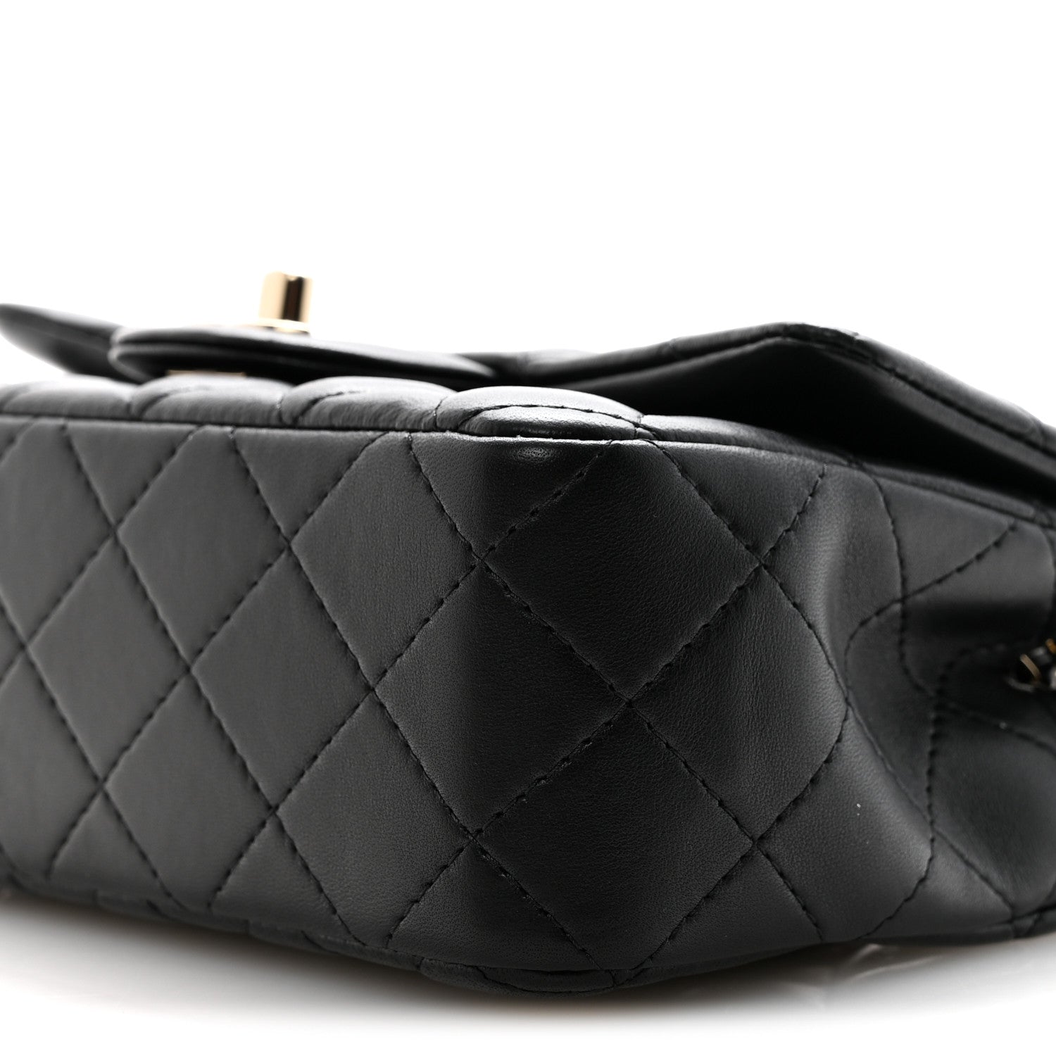 Lambskin Quilted Mini Rectangular Flap Black
