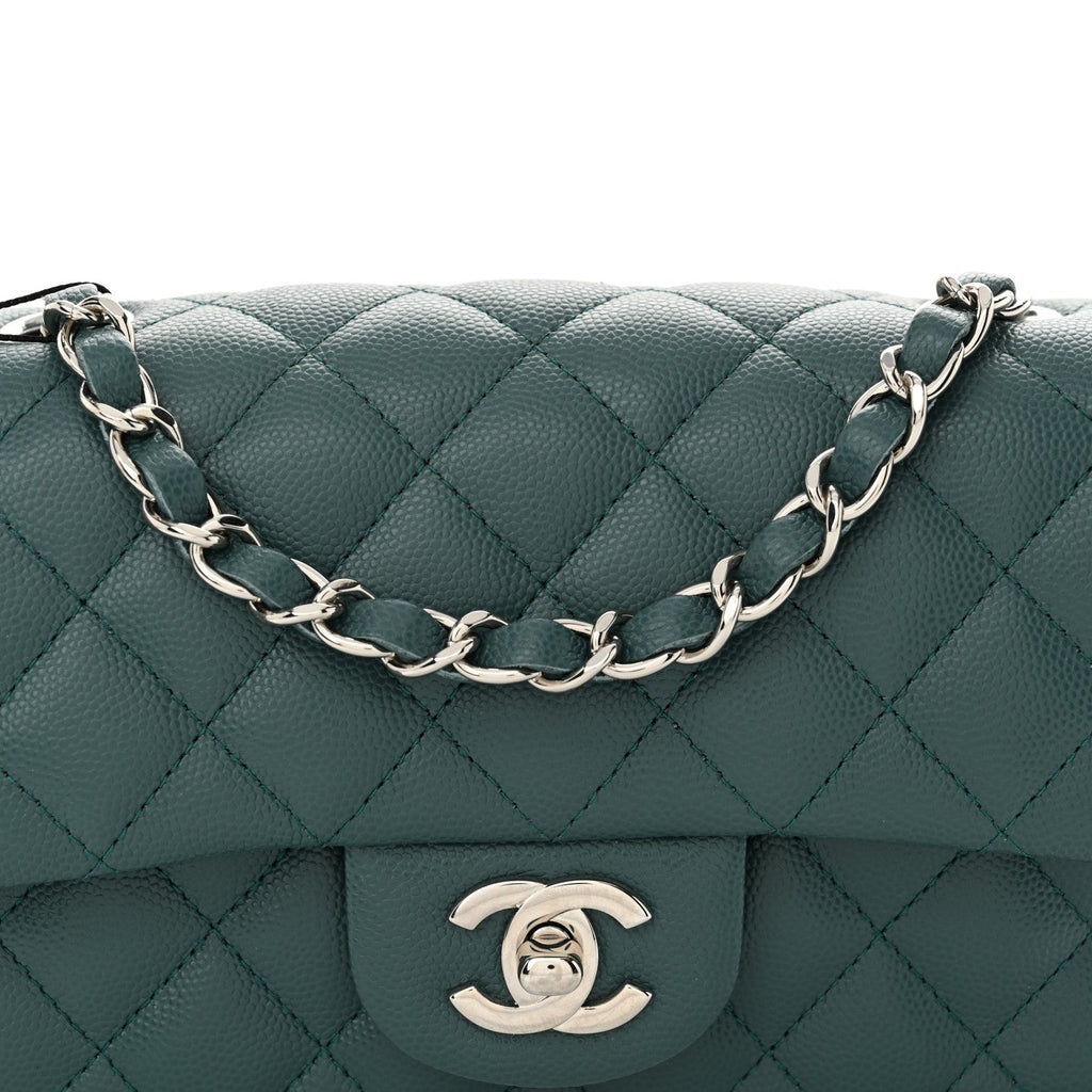 Caviar Quilted Mini Rectangular Flap Dark Turquoise