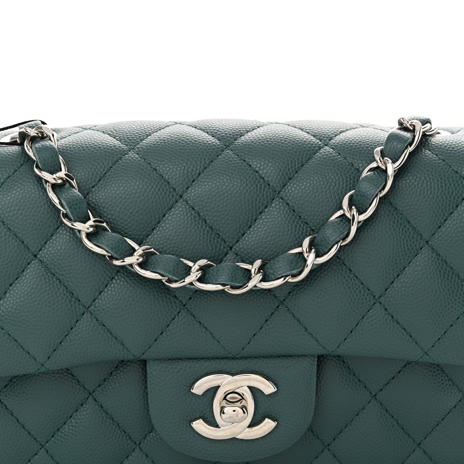 Caviar Quilted Mini Rectangular Flap Dark Turquoise