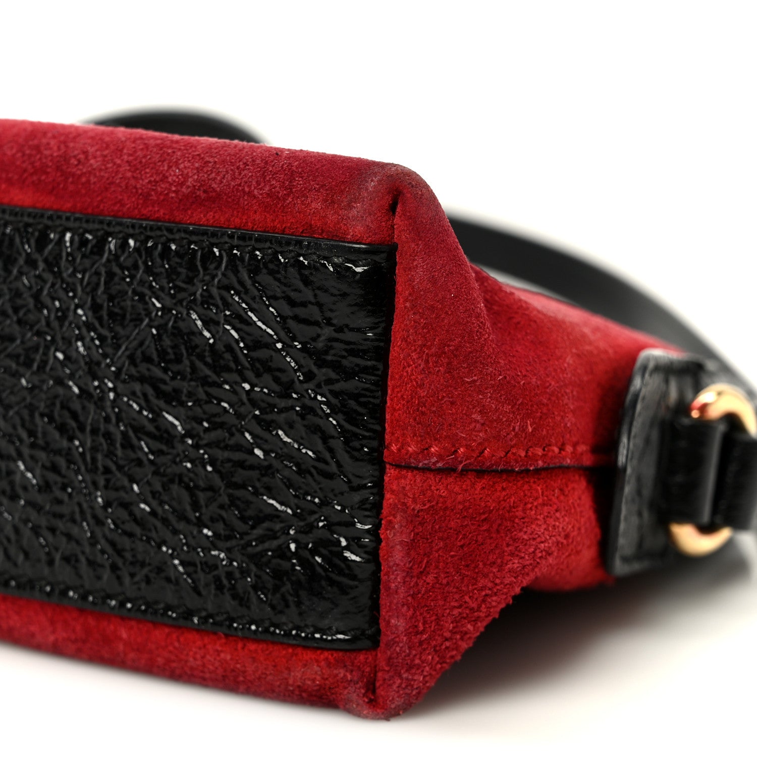 Suede Patent Web GG Small Ophidia Dome Shoulder Bag Hibiscus Red