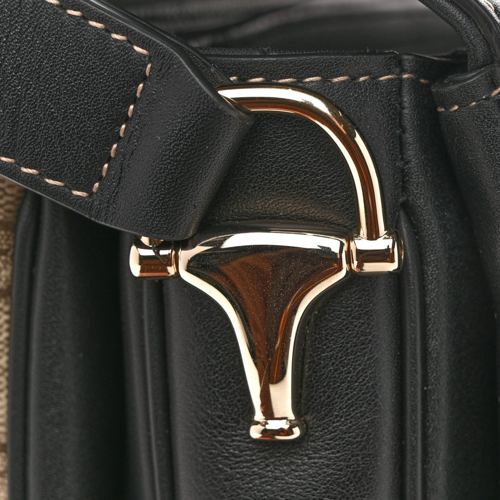 GG Supreme Monogram Horsebit 1955 Soft Small Shoulder Bag Beige Black