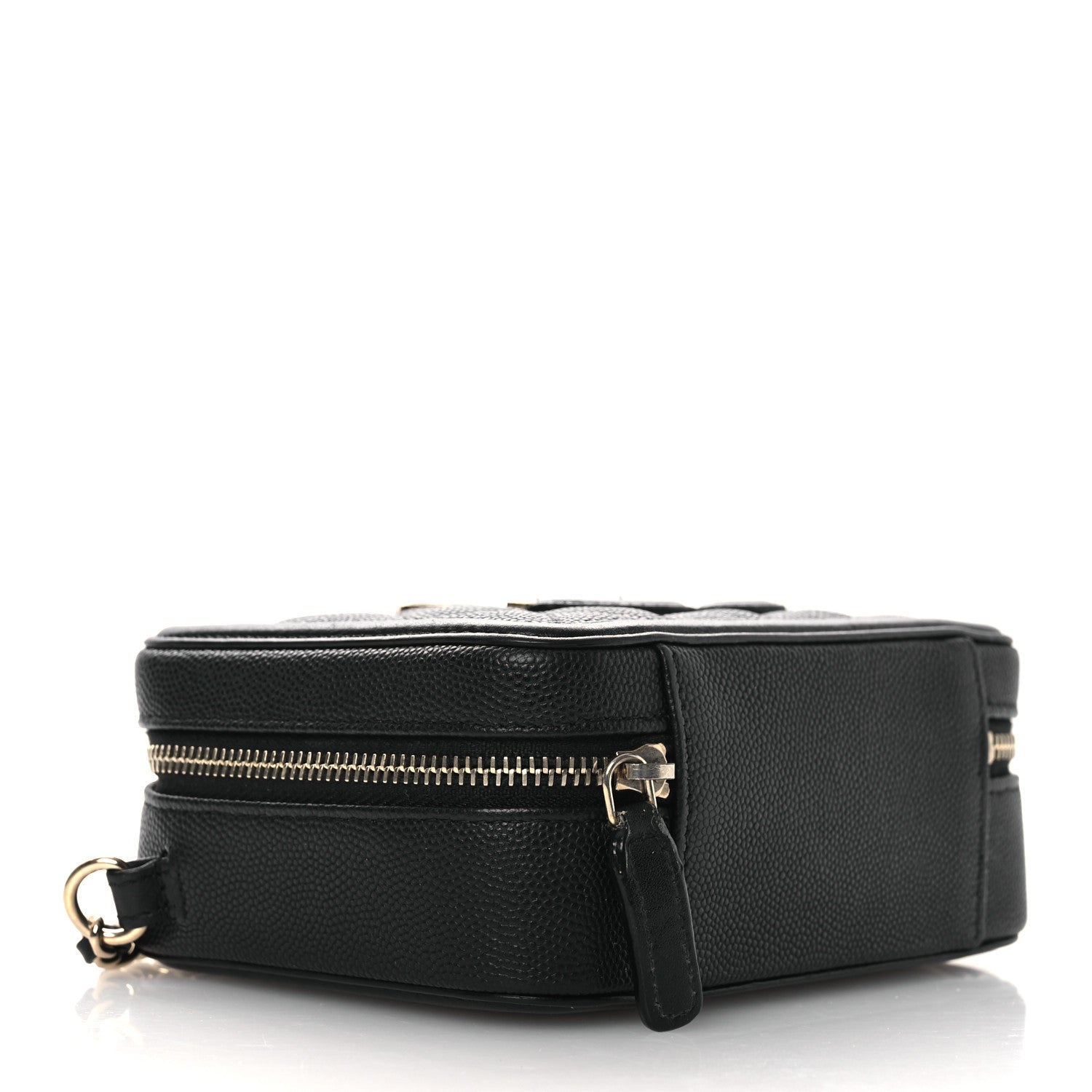 Caviar Quilted CC Filigree Vanity Clutch With Chain Black