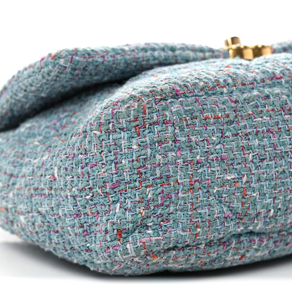 Tweed Quilted Large Chanel 19 Flap Blue Multicolor