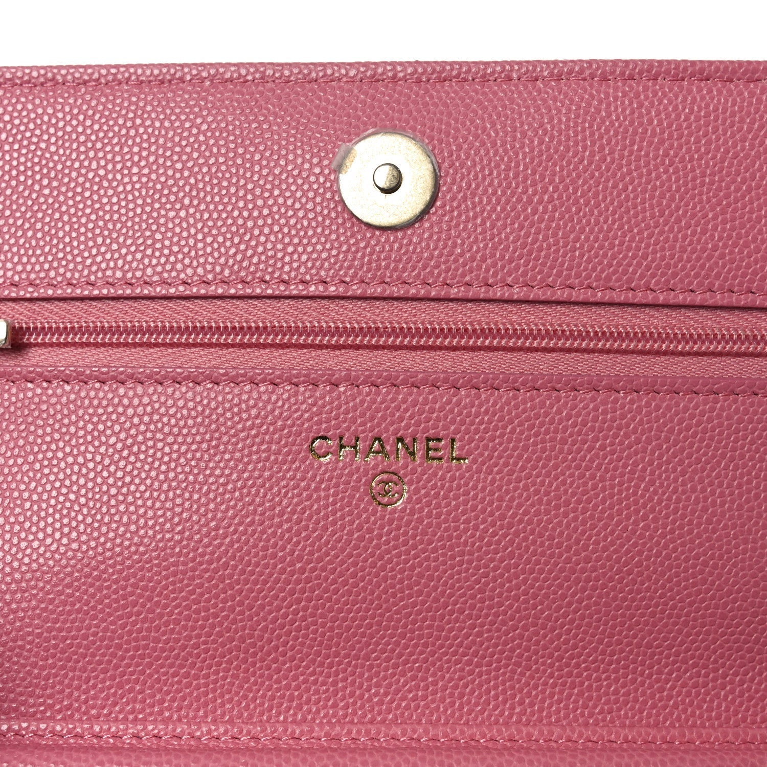 Caviar Quilted Textured CC Wallet On Chain WOC Pink