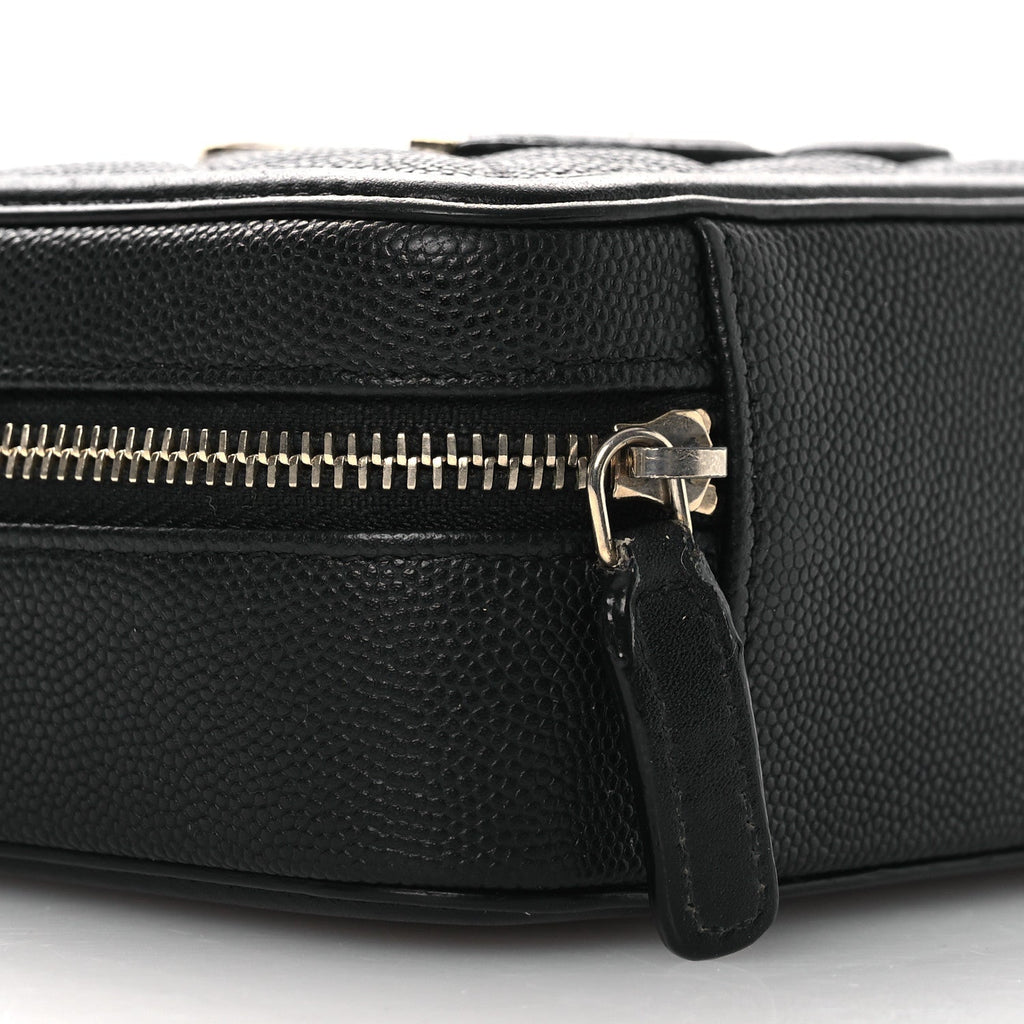 Caviar Quilted CC Filigree Vanity Clutch With Chain Black