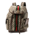 GG Supreme Monogram Medium Ophidia Double Buckle Backpack Brown