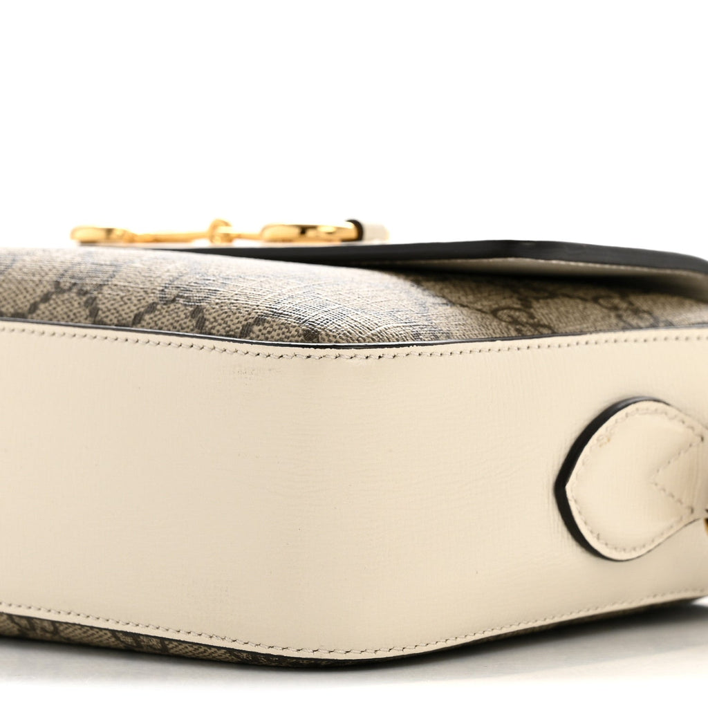 GG Supreme Monogram Small Horsebit 1955 Shoulder Bag Beige Mystic White