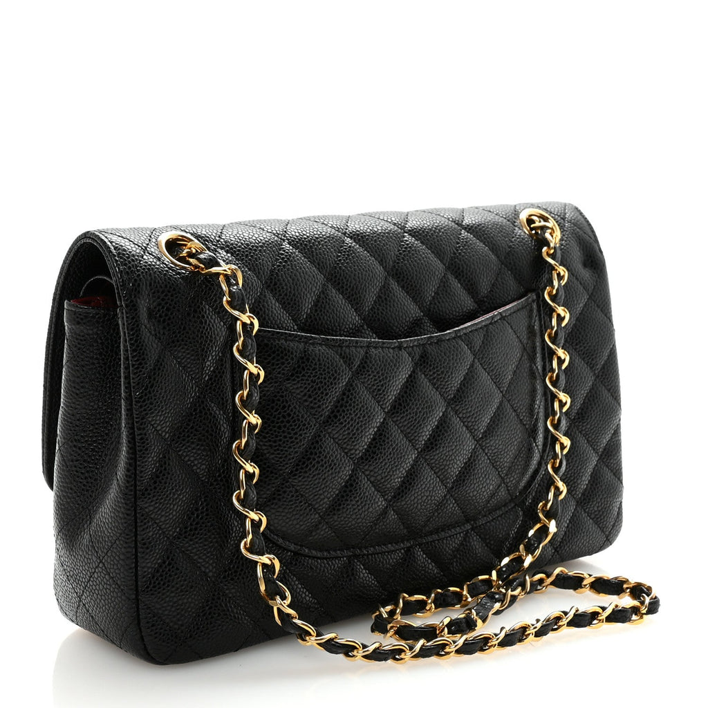 Caviar Quilted Medium Double Flap Black