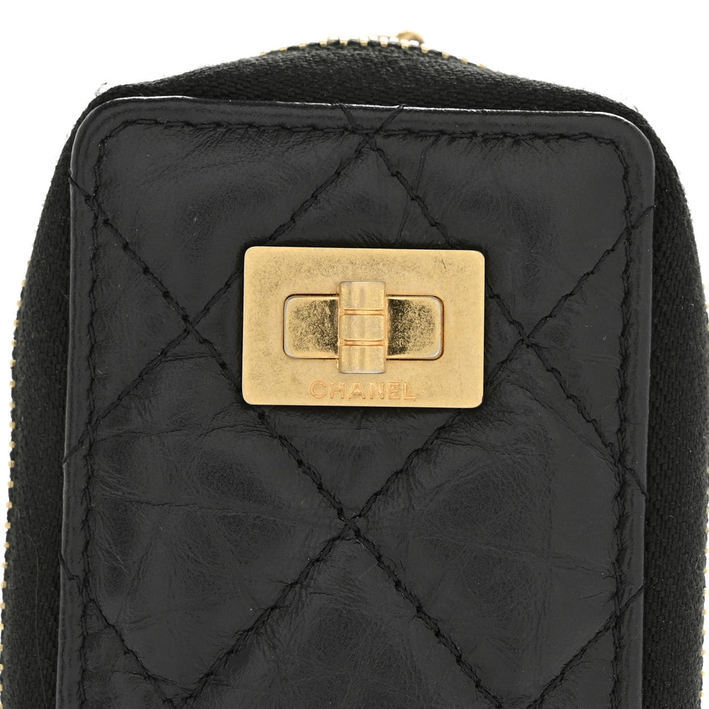 Aged Calfskin Quilted 2.55 Reissue Clutch With Chain Black